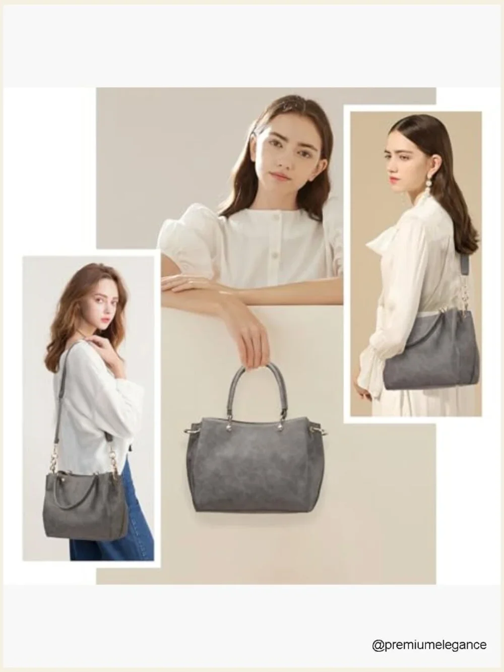 PU Leather Satchel Shoulder Tote Bag with Top Handle, Large Capacity, Laptop